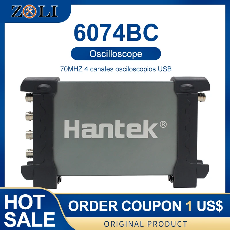 Hantek 6074BC цифровой осциллограф 70 МГц 250 4 канала Osciloscopio Автомобильный USB портативный