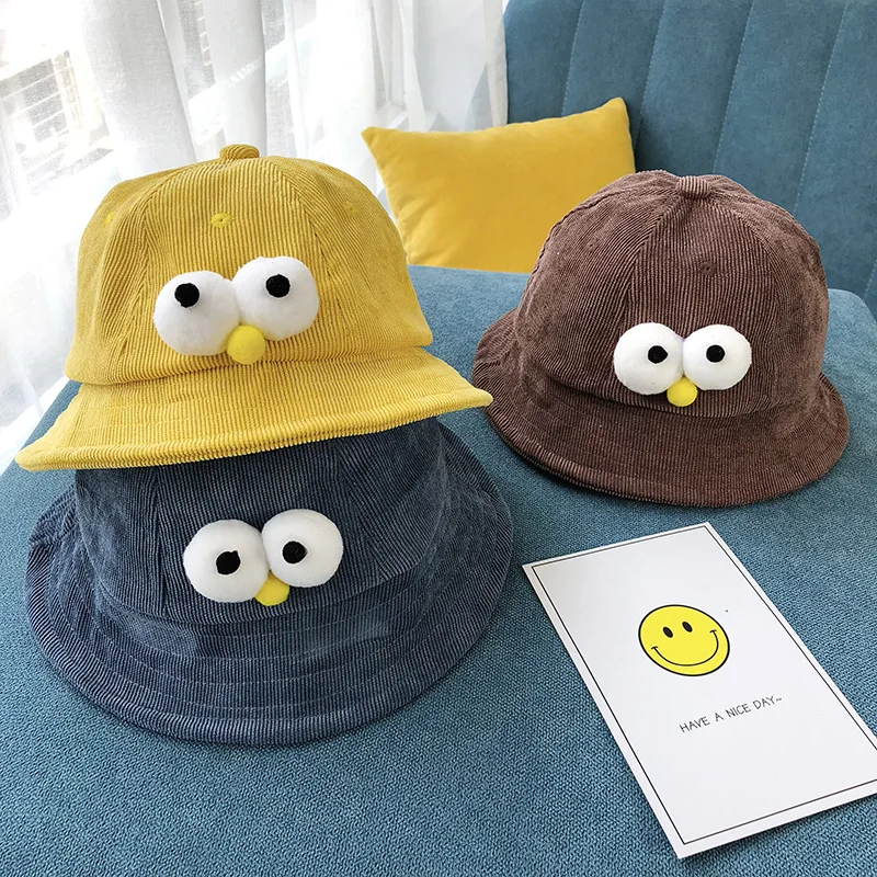 

2019 Fashion CHILDREN'S Bucket Hat Autumn And Winter Corduroy Girls Bucket Hat Cartoon BOY'S 1-3 Years Old Fashion Baby Hat