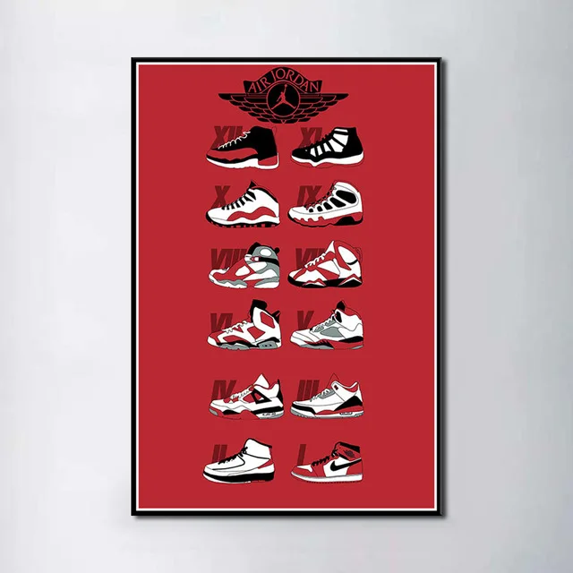 Кроссовки Майкл Джордан обувь мода AJ история Air Max на холсте плакат настенная живопись Печать украшение дома для гостиной - Цвет: BO YXCV2788-09