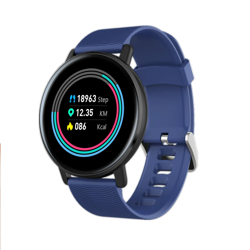 Синий Android Smart Watch Men Bluetooth Wristband Bracelet Heart Rate Blood Pressure SmartBand Fitness Tracker For iphone redmi huawei - Цвет: Синий