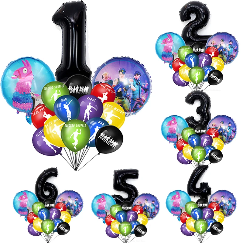 Fortnites-Decoración de fiesta de cumpleaños para niños, globo de látex, juego, globo de figura en forma de Número Digital, de aluminio, regalo para niños