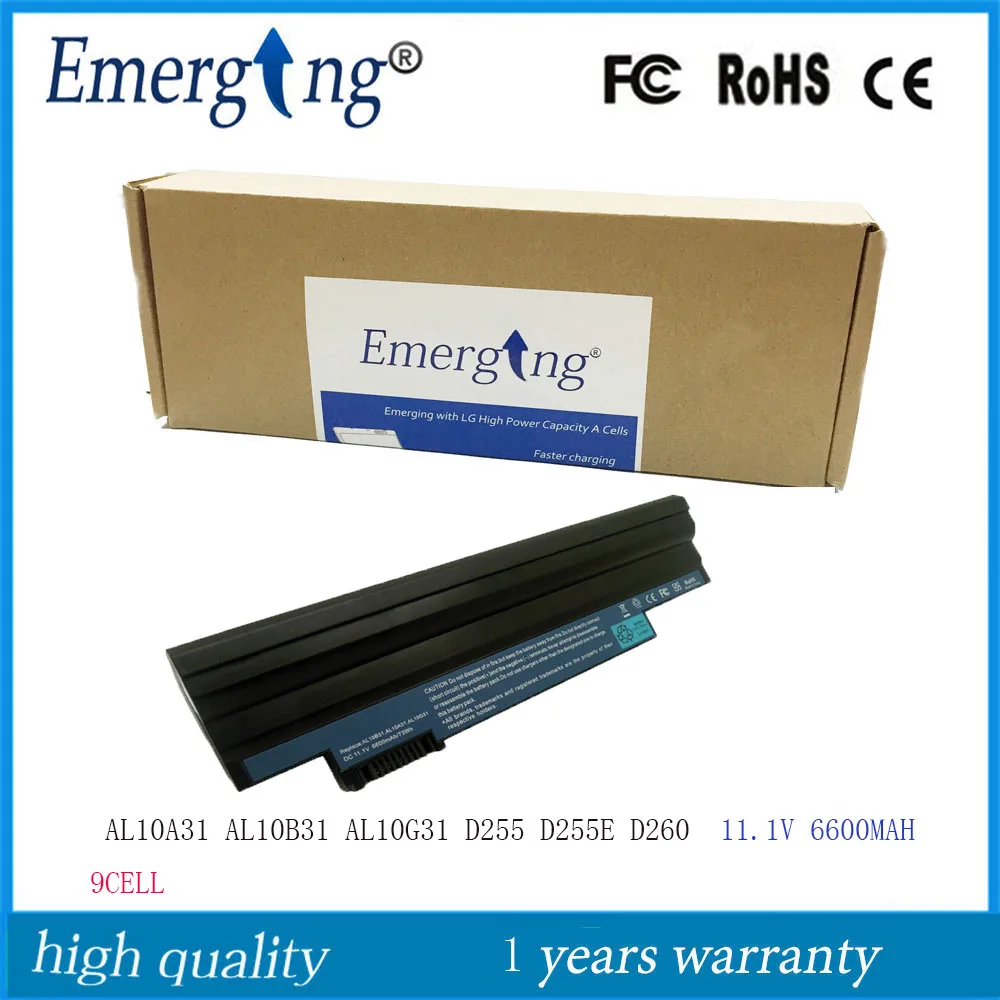 

9cells 10.8V New Laptop Battery for Acer ASPIRE ONE D255 AOD255 D260 SERIES AL10A31 AL10B31 AL10G31