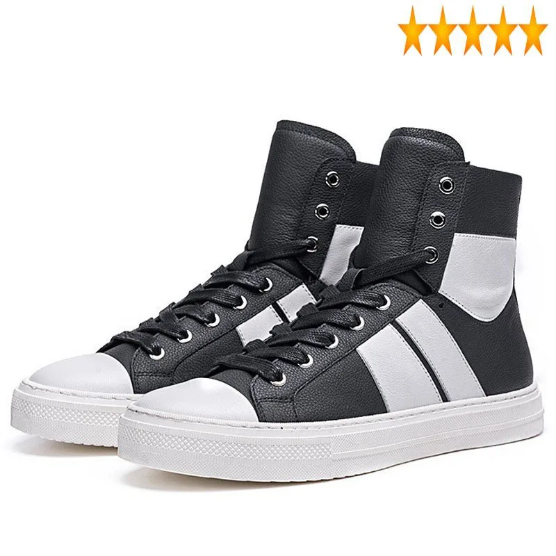 値下げ値打ち デザイナーメンズラウンド冬つま先フラット黒 白ブーツ高トップブーツカジュアルレースアップ西洋足首靴 新品正規品 Www Cpdiafrica Org