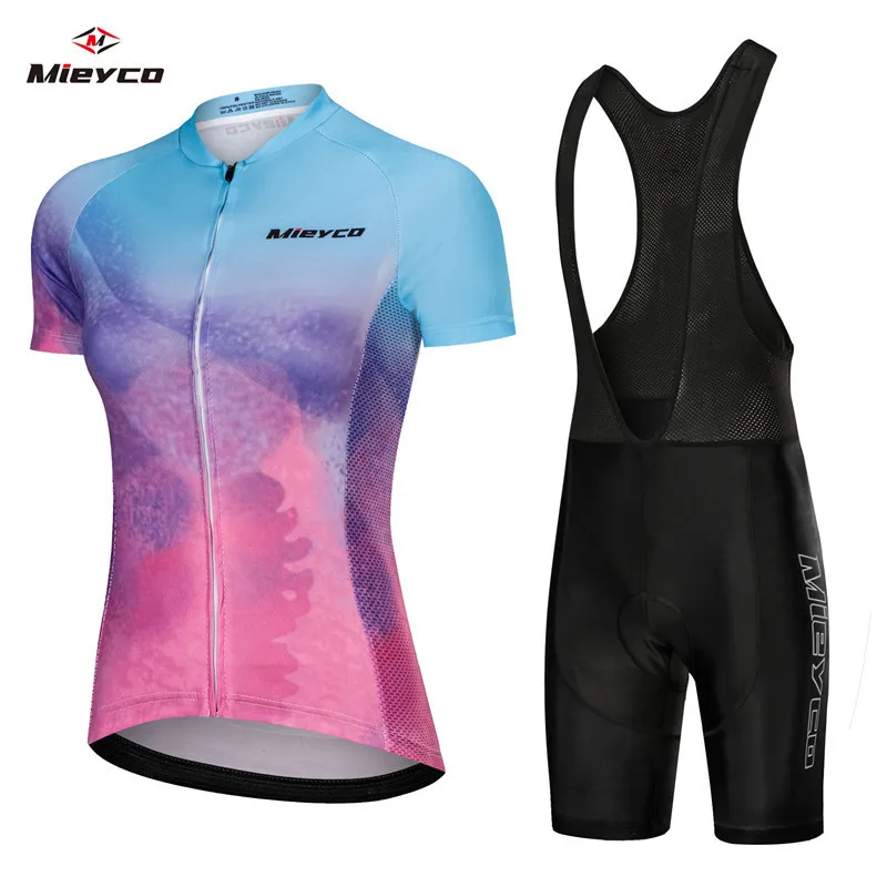 

Women Fashion Lady Cycling Clothing Summer Short Sleeve Jersey Set MTB Cycling Kit Vintage Pattern Breathable Road Bike Clothes