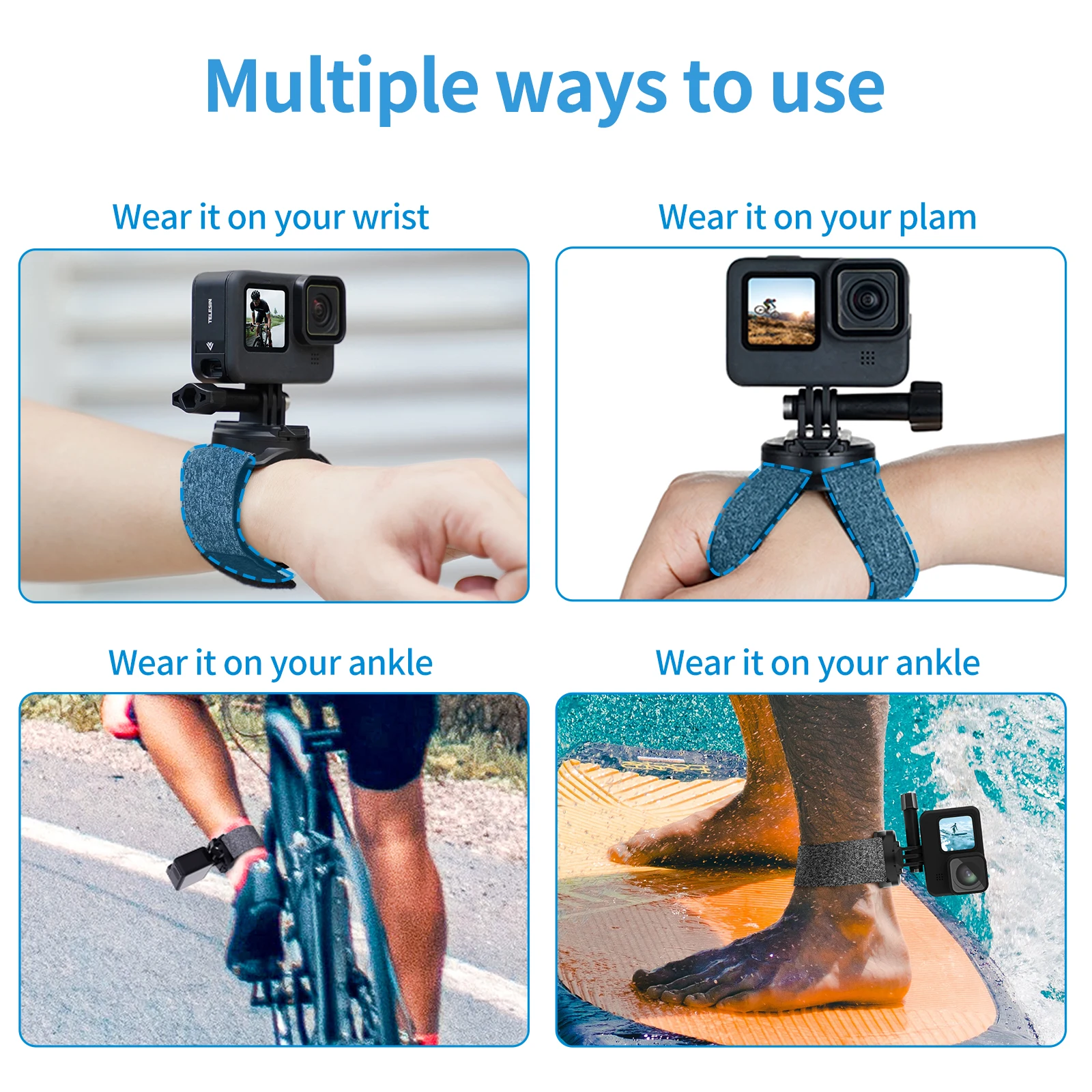 Graus de Rotação Alça de Mão Montagem para Gopro Telesin Pulso Rápido Ajustar Banda Titular Hero 10 9 8 7 Insta360 Osmo Ação Câmera 360 - Image 4