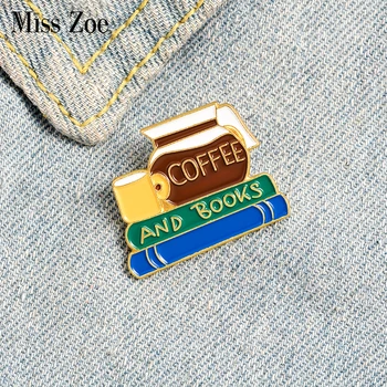 

Coffee Book Enamel Pin Reading Life Badge Coffee Addict Brooch Custom Lapel pin Shirt Hat Bag Cartoon Jewelry Gift for friend