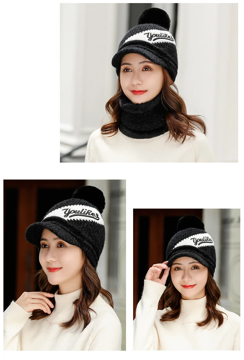 Зимние шапки для женщин Skullies Beanie, шапка, женский шениловый шарф, шапка, набор s, Балаклава, маска, шапка, вязаная бейсболка