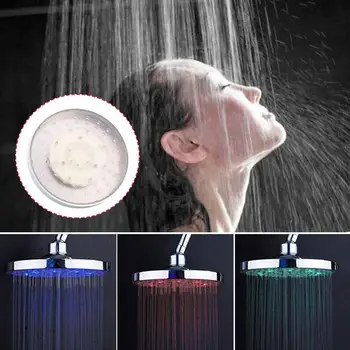 

Romantic Automatic Magic 7 Color Shower Head Shower Sprayer Sprinkler LED Light 6 Inch Round Rainfall Faucet Water-Saving Modern