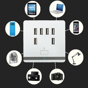 

86 Type 6 Port Practical Mobile Phone Wall Charger Office Outlet Panel Multipurpose Easy Install Modern PC Home USB Socket