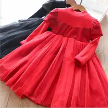 Новое Детское Сетчатое платье из флиса, элегантная одежда принцессы для девочек, 5 шт./партия