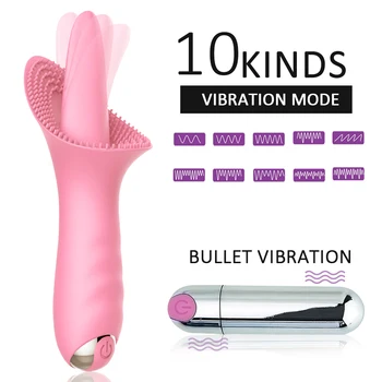 Tongue Licking G Spot Clitoral Vibrator Clit Tickler Sex Toy for Women 10 Pattern Vibrating Vaginal Massage Adult Orgasm Product 2