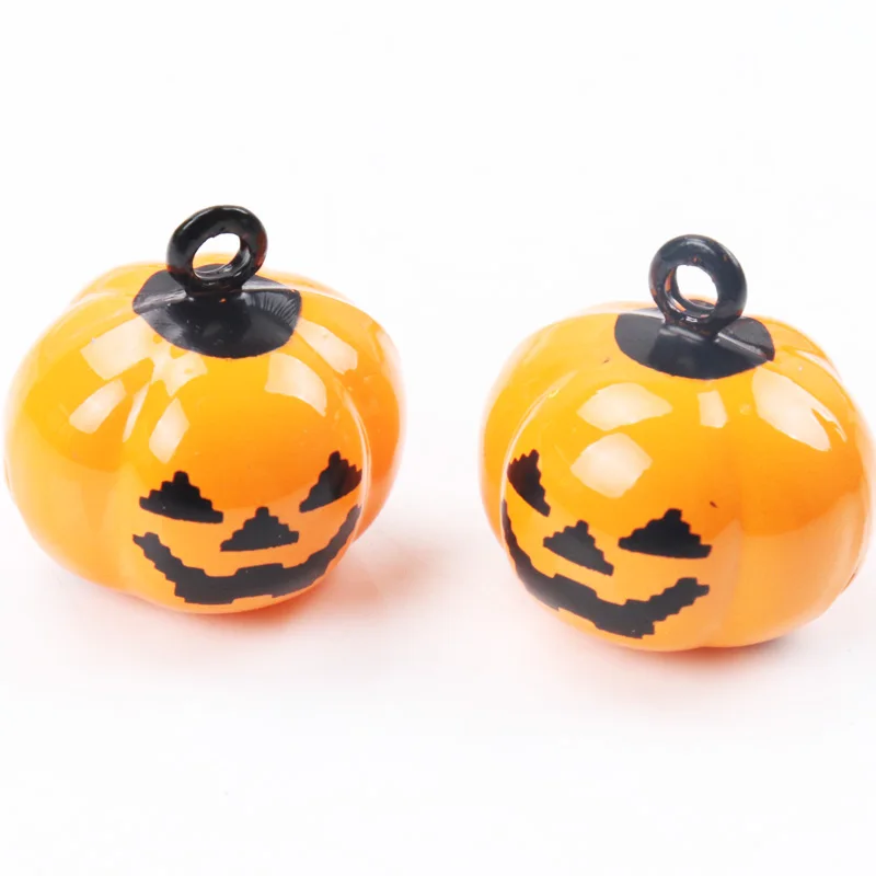 Jingle Bells 5pcs Pumpkin Halloween Festival Ornament Metal Bell For Home Party Tree Pendant Decoration DIY 19x19mm