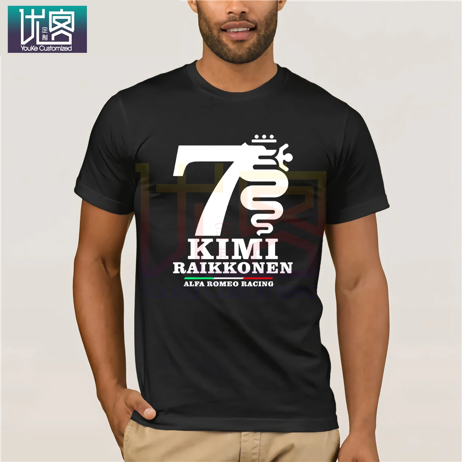 Kimi Raikkonen Alfa Romeo Racing T-Shirt Men Funny Printed Women Tops Tees Short Sleeve Casual T-Shirts for | Мужская одежда
