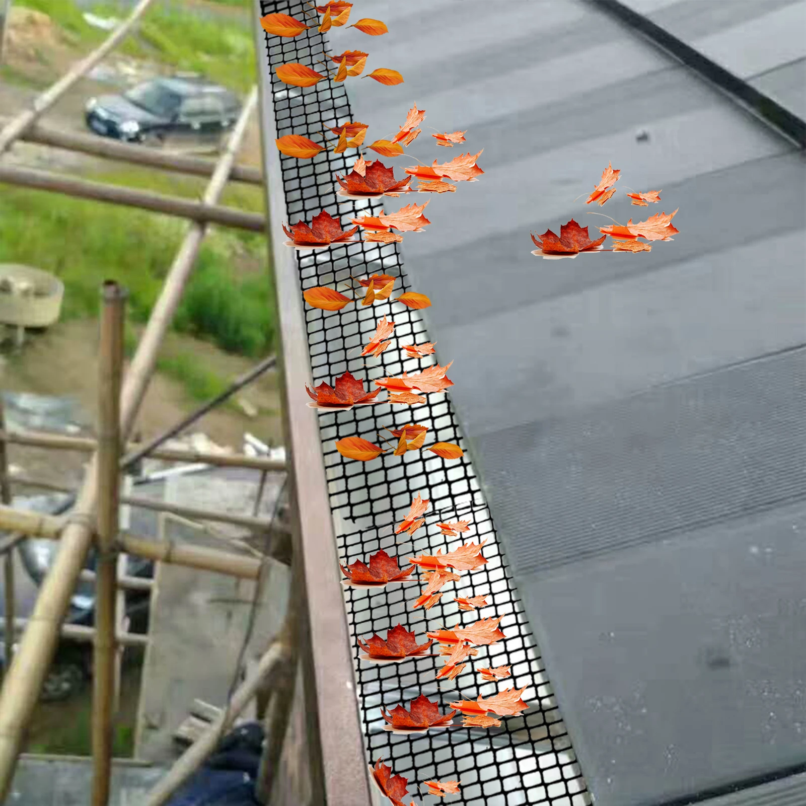 Roof Gutter Guard Mesh Prevents Blockage Leaf Protection Cover Plastic Gutter Net Overflow Cleaning Tool 18x800cm