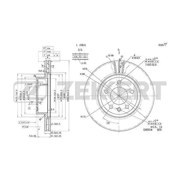 Disc brake. Before. Opel Omega B 94 ZEKKERT bs-5160