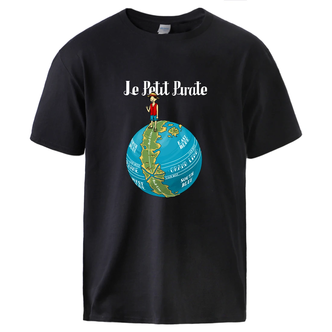

Le Petit Pirate Print T shirts for Man Japanese Anime Luffy Causal Short Sleeve Top Male Fashion Streetwear Tee shirts Black Tee