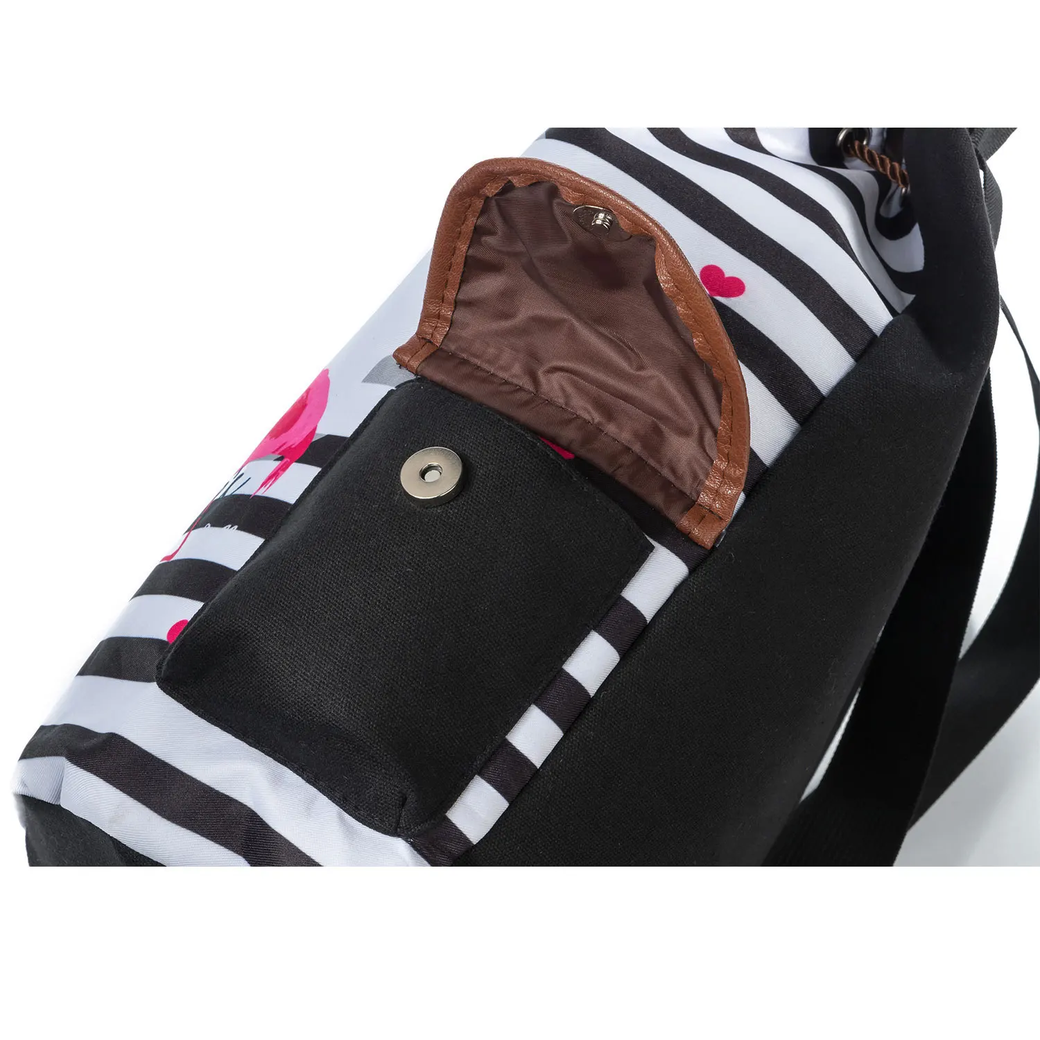Stripes Flamingo Print Backpack Female Fashion Cartoon Women's School Backpack Drawstring Design Travel Bag