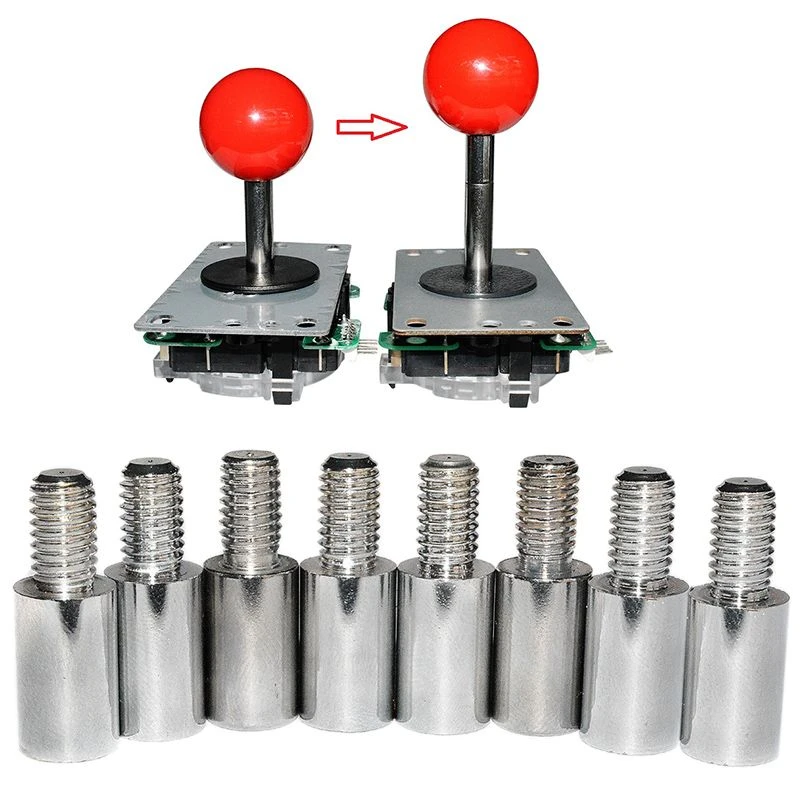 2Pc Chrome Arcade Joystick Shaft Extender 15mm Extension ROD For SANWA Joysticks