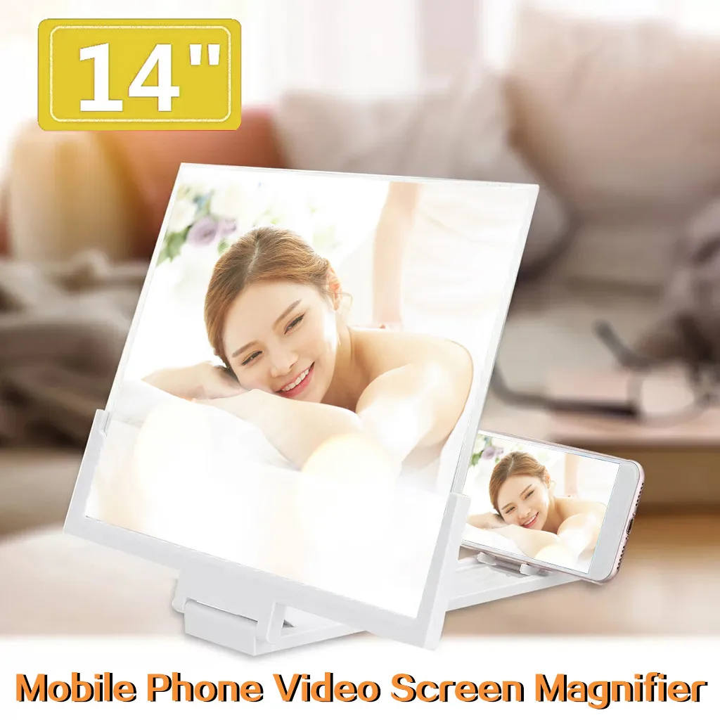 14 Inch 3d Video Phone Screen Magnifier Desktop Bracket Mobile Phone Video Magnifying Glass Smartphone Holder Mount Movie