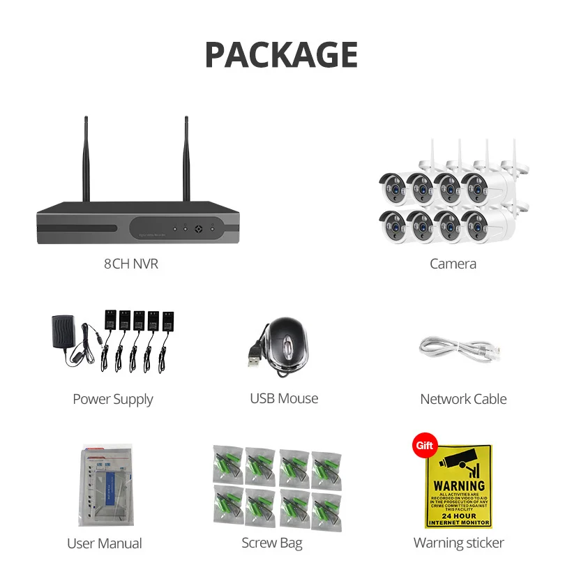 Wheezan система безопасности камеры CCTV Wifi 1080 P NVR 8CH видеонаблюдения HD ip камера