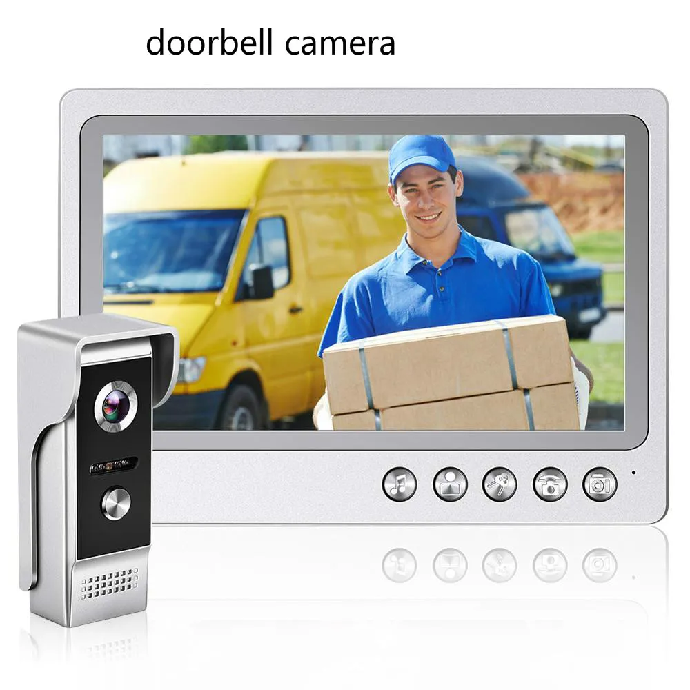 

Smart Video Doorbell Wired Intercom Door Bell 9" LCD Monitor Night Vision Two-way Voice Unlock Electric Lock ring camera