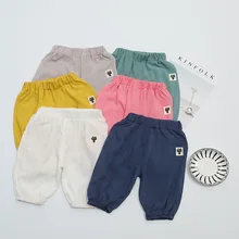 От 0 до 3 лет, анти-Противомоскитные штаны для девочек летние тонкие детский фонарь штаны для маленьких девочек возрастом от 1 маленькие детские летние штаны из хлопка для мальчиков от 2 Baby