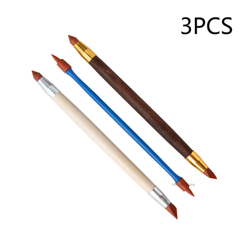 10 Pcs Silicone Polymer Clay Sculpting Tool Pen Rubber Tip Color Shaping  Wipe Out Carving Pen Brush Modeling Dotting