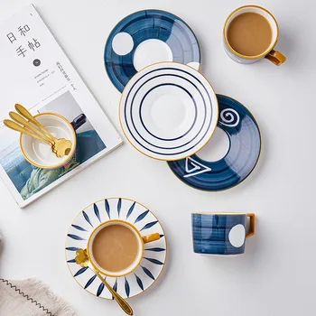 

Hand-painted Underglaze Color Ins Nordic Coffee Cup And Saucer Set Flower Tea Cup Afternoon Tea Cup And Saucer Ceramic Milk Cup