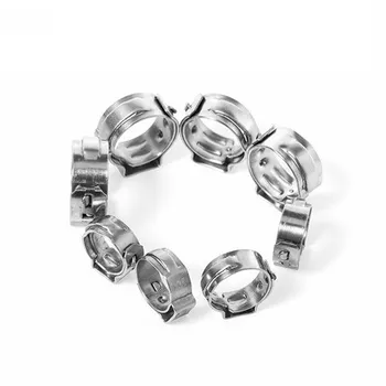 

14.6-17.8 mm Pinch Clamps Stepless Single Ear Tight-Seal Vibration-Resistant for Firm Hose and Tube 304 Stainless Steel Pack 100