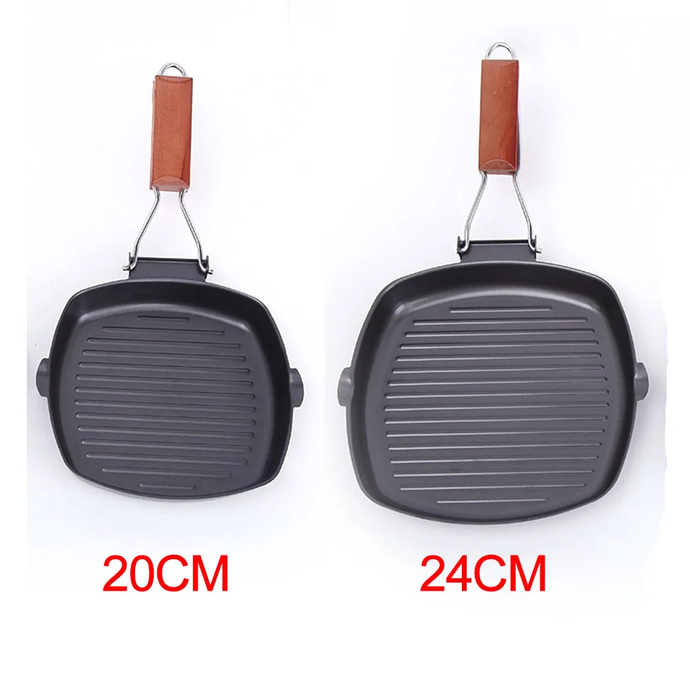 20/24cm Camping Non-stick Pan Steak Kitchen Supplies Foldable Griddle BBQ Frying Easy Clean Skillet Picnic Iron