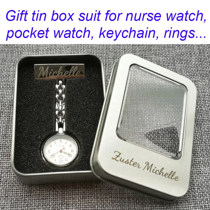 Personalized Your Name Text Laser Engraved Silver Metal Gifts Tin Box Pendant Case For Ring Necklace Keychain Watch watch storage box