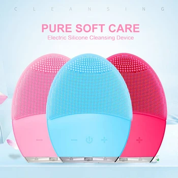 

High Quality Facial Cleansing Brush Sonic Vibration Face Cleaner Silicone Deep Pore Cleaning Electric Waterproof Massage TSLM1
