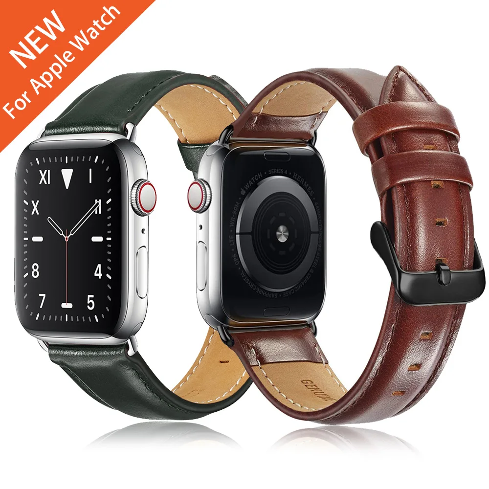 

For Apple Watch Watch Cow Leather Strap Series 6 40 44mm band for iWatch 6 5 4 3 2 1 SE 38mm 42mm Belt Bracelet Watchbands