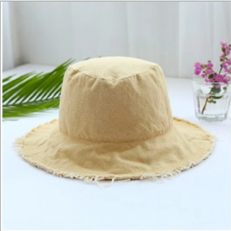 Foldable Denim Bucket Hat Cotton Washed Fishing Hunting Cap Outdoor Beach Fisherman Panama Women's Bucket Hat