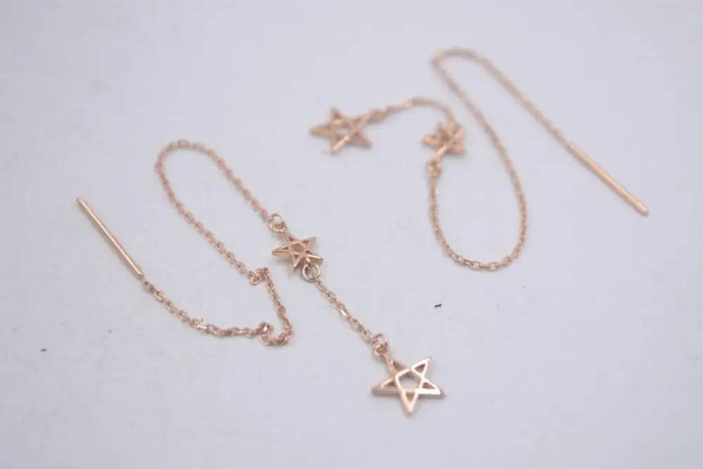 

Solid 18K Rose Gold Dangle Earrings Best Gift Perfect Star & O Chain Earrings Line 120mmL 1.49g Fine Jewelry