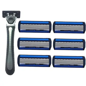 

Manual Beard Shaver Manual Handed Safety Razor 6PCS 6-Layer Blade ABS Grip Anti-slip Handle Portable Home Use