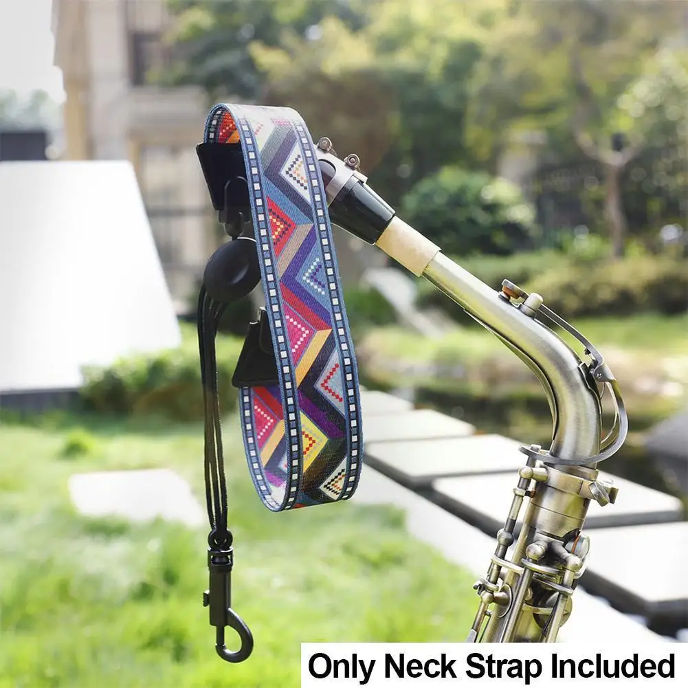 Rainbow Braided Pattern Soft Padded Saxophone Neck Strap For Alto
