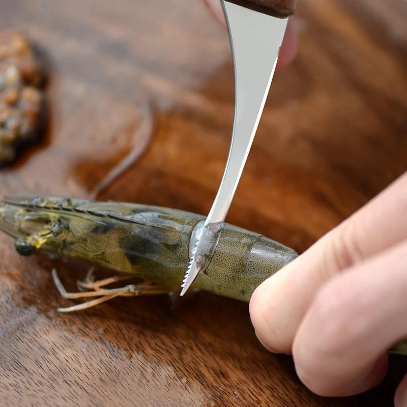 YOMDID Stainless Steel Shrimp Line Knife Lobster Fish Cleaning Shrimp Intestines Cutting Knife Peeler Practical Seafood Tool