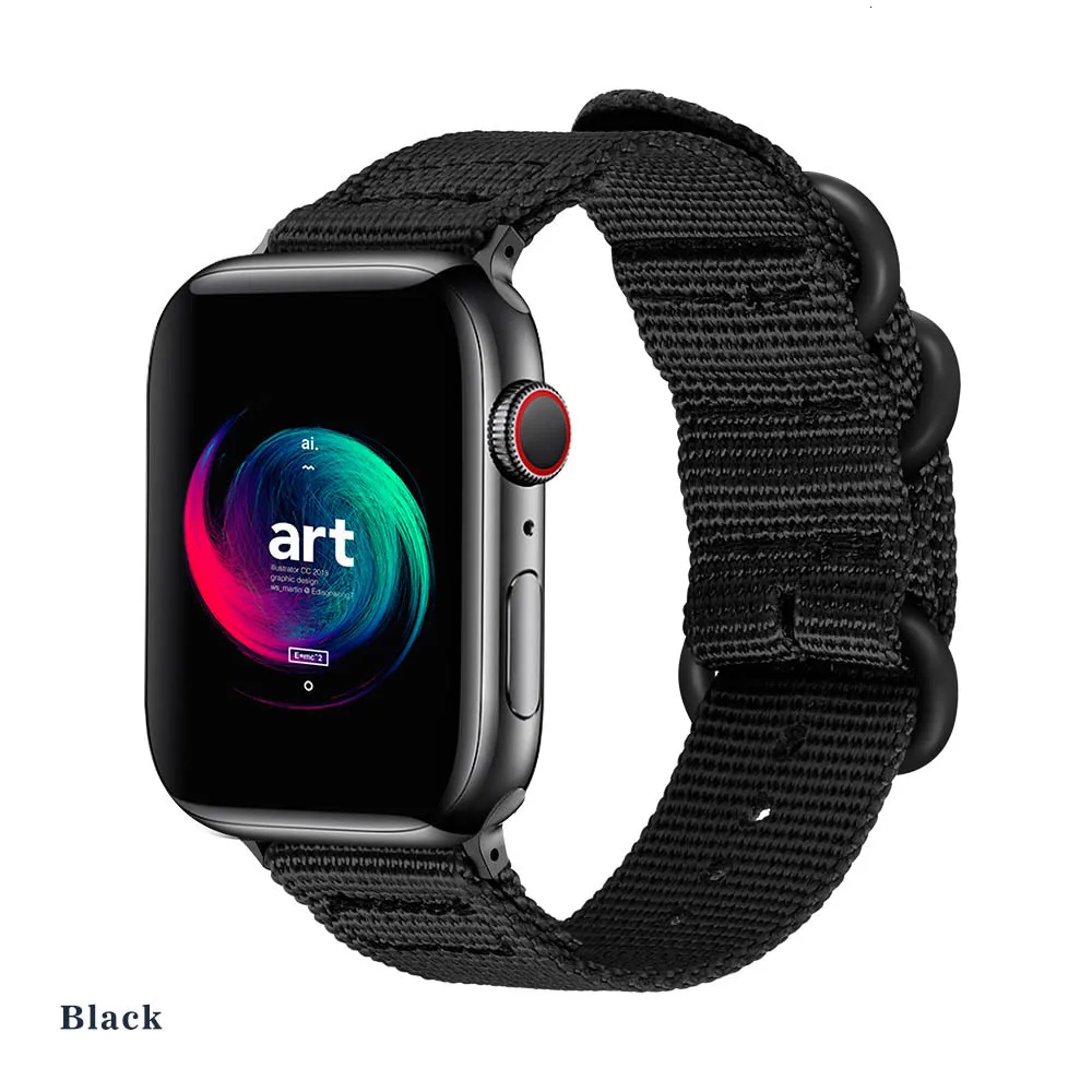 Black Hot Sell Nylon Watchband for Apple Watch Band Series 4/3/2/1 Sport Bracelet accessories 42 mm 38 mm 40mm 44mm Strap For iwatch - Цвет ремешка: Black