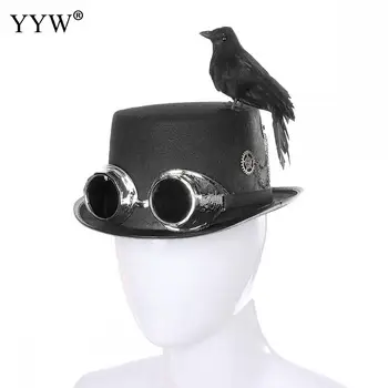 

Party Hats Mascara Cosplay Halloween Hat Props Party Supplies Retro Gothic Steampunk Crow Hat Costume Carnival Masquerade Masks