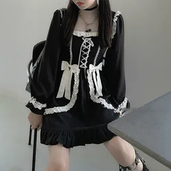 Japanese Lolita Gothic Dress Girl Patchwork Vintage Designer Mini Dress Japan Style Kawaii Clothes Fall Dresses For Women 2021