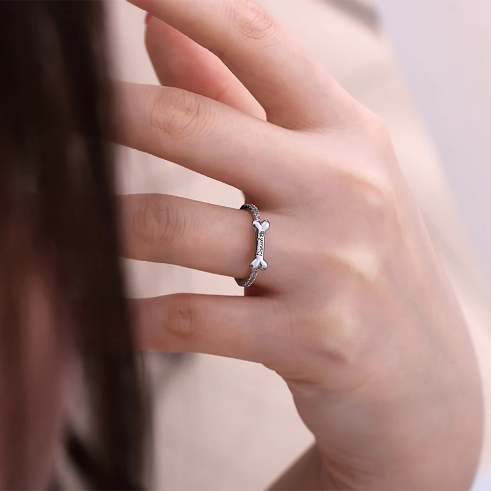 Sweey дропшиппинг персонализированное кольцо в форме кости с именем милый простой стильный дизайн лучшее кольцо для питомца для любителя собак