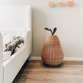 

Laundry Basket Organizer for Dirty Clothes Pear-Shaped Toy Storage Baskets with Lid Laundry Hamper Kids Toy Cloth Basket