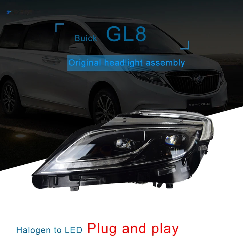 

YCK Original LED Headlight Assembly For Buick GL8 2017 2018 Halogen car Headlamp modification replacement Upgrade wire harness