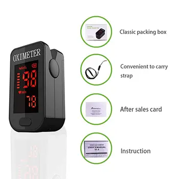

Finger Oximeter Portable Pulse Oximeter With LED Display Heart Beat Monitoring Blood Oxygen Saturation Monitor With Lanyard