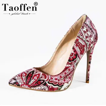 

Taoffen Plus Size 34-45 Women Wedding Pumps Mixed Color Fashion Party Shoes Women Pointed Toe Classics Pumps Footwear