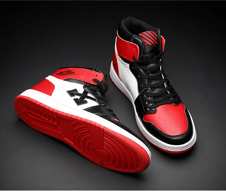 Мужские баскетбольные кроссовки AJ 1 цвета белый красный All-Star JD 1 Forces, спортивные кроссовки из натуральной кожи