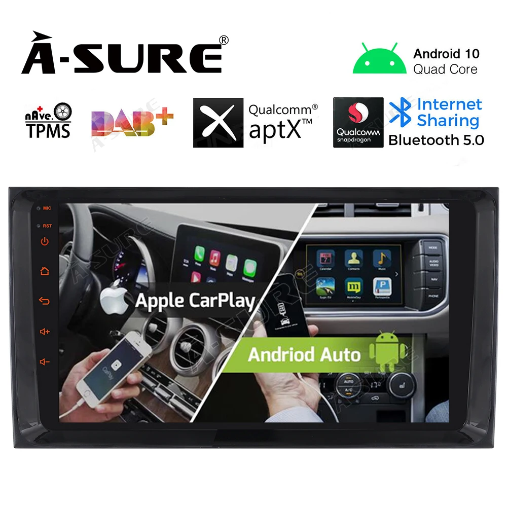 A-Sure 9 ''Автомобильный мультимедийный Android 10 радио Carplay DSP WIFI GPS навигация для