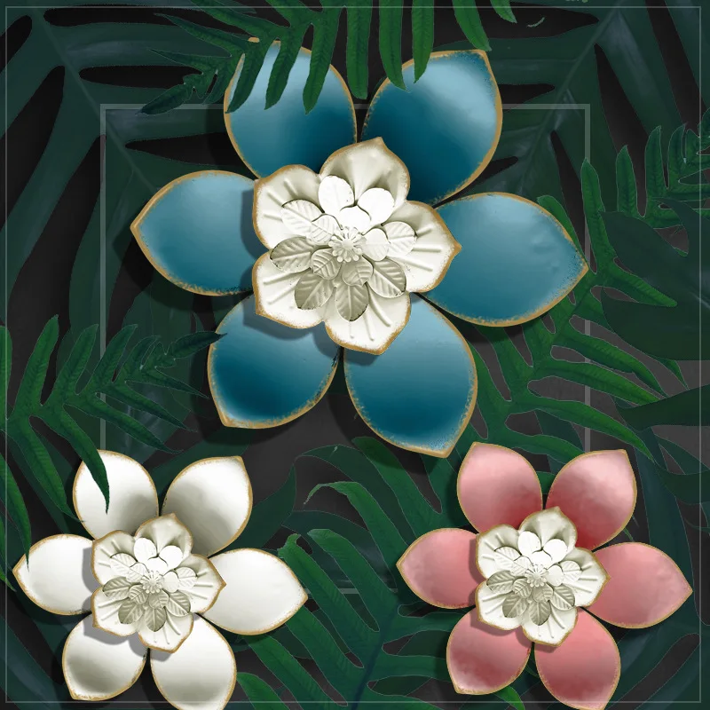 

Modern Wrought Iron Flower Wall Decoration Pendant Livingroom Background Wall Hanging Ornaments Hotel Porch Wall Art Crafts