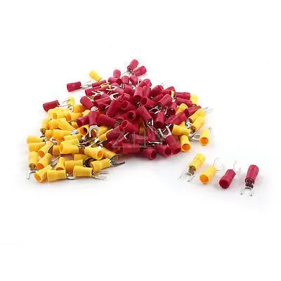 

160 Pcs 48A 6.4mm Pre Insulated Fork Terminal Connector for 12-10AWG Wire